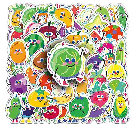 50Pcs PVC Fruits and Vegetables Sticker PW-WGF4154-01-1