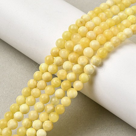 Natural Yellow Jade Beadd Strands G-A274-A01-4mm-1