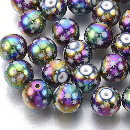 Christmas Electroplate Glass Beads LS-X-EGLA-R113-07D-1