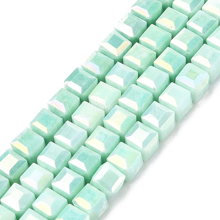 Electroplate Opaque Glass Beads Strands EGLA-U004-02F-1
