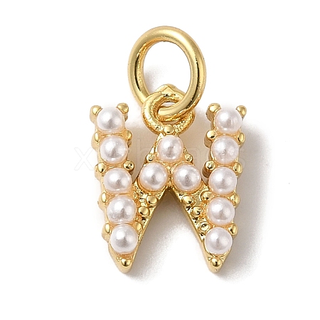 Rack Plating Brass with ABS Plastic Imitation Pearl Charms KK-B092-30W-G-1