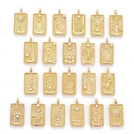 Brass Micro Pave Clear Cubic Zirconia Pendants ZIRC-Z004-01-1