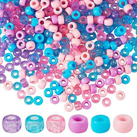 1200Pcs 2 Style 3 Colors Opaque & Transparent Acrylic European Beads OACR-SZ0001-27-1