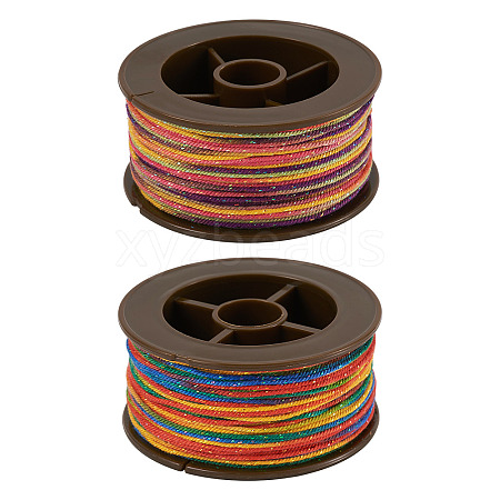 2 Rolls 2 Colors Segment Dyed Round Polyester Twisted Cords OCOR-TA0003-59E-1