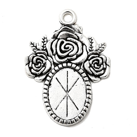 Tibetan Style Alloy Pendant Cabochon Settings TIBEP-5199-AS-LF-1