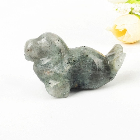 Natural Labradorite Carved Healing Sea Dog Figurines PW-WG85858-04-1