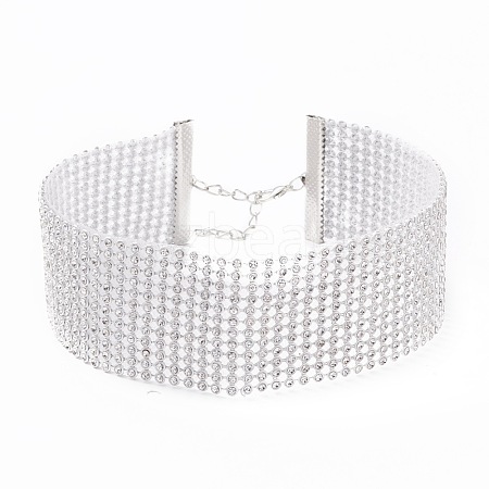 12 Row Crystal Rhinestone Choker Necklace NJEW-F289-02B-P-1