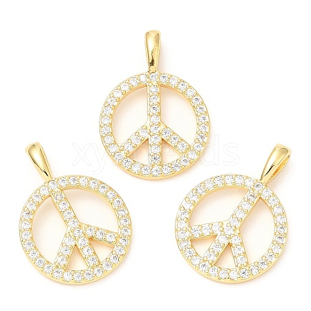 Rack Plating Brass Micro Pave Cubic Zirconia Pendants KK-A185-32G-1