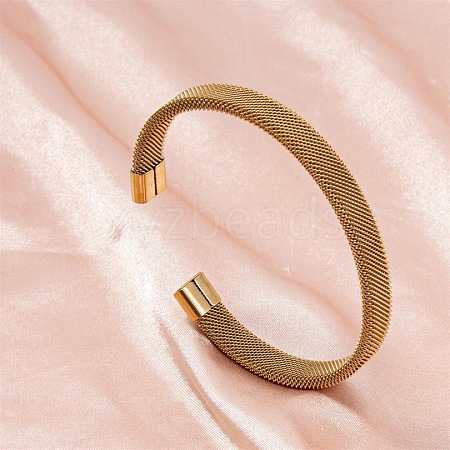 Elegant and Stylish Design Mesh Chain 304 Stainless Steel Cuff Bangles for Women IE4078-2-1