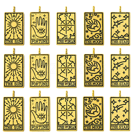 15Pcs 5 Styles Tibetan Style Alloy Pendants TIBEP-YW0001-76AG-1