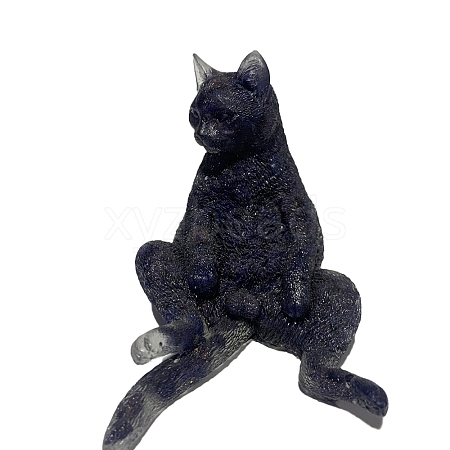 Orgonite Cat Natural Blue Goldstone Resin Ornaments for office Home Desk Decorations PW-WG26C51-13-1