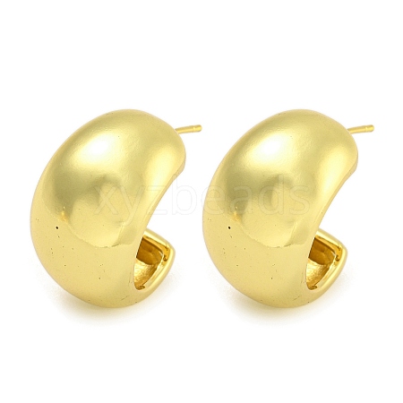 Rack Plating C-Shaped Brass Stud Earrings for Women EJEW-G410-55G-1