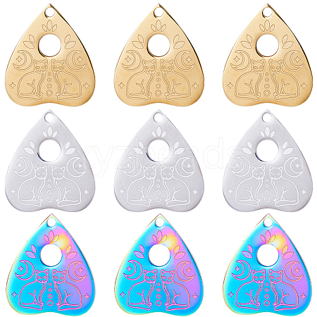 SUNNYCLUE 12Pcs 3 Colors 304 Stainless Steel Pendants STAS-SC0005-45-1