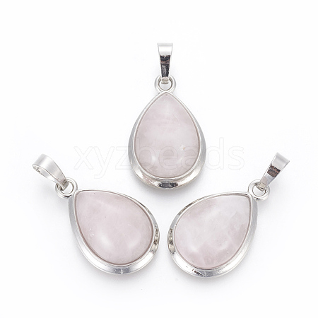 Natural Rose Quartz Pendants G-L512-C22-1