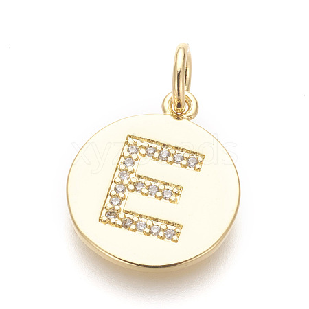 Brass Micro Pave Cubic Zirconia Pendants ZIRC-E152-06E-G-RS-1