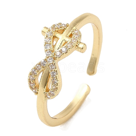 Brass Micro Pave Cubic Zirconia Cuff Rings RJEW-E295-47G-1