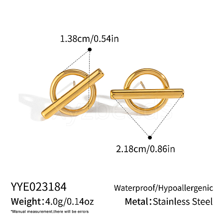304 Stainless Steel Flat Round Irregular Stud Earrings HH7567-1