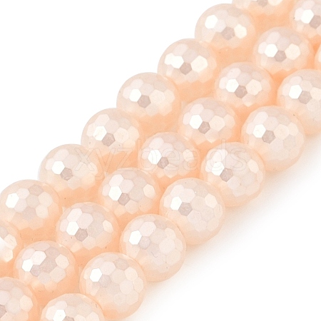 Electroplated Shell Pearl Beads Strands BSHE-C007-A02-01-1
