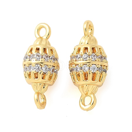 Brass Micro Pave Cubic Zirconia Connector Charms KK-U056-25G-1
