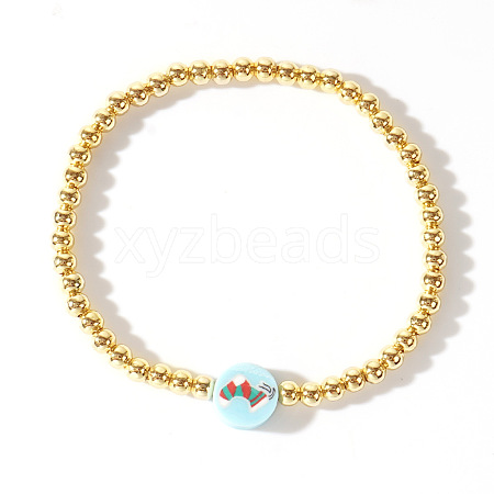 Christmas Brass Beaded Stretch Bracelets DP1194-5-1