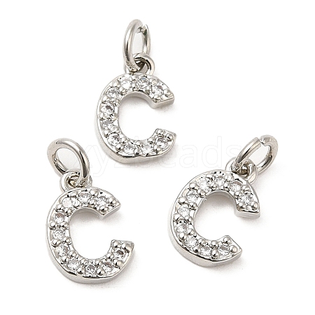 Brass Micro Pave Grade AAA Cubic Zirconia Charms ZIRC-P067-11P-C-NR-1