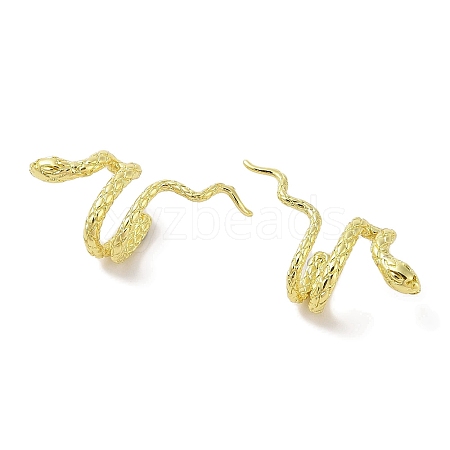 Left and Right Snake Brass Cuff Earrings for Women EJEW-I305-13G-1