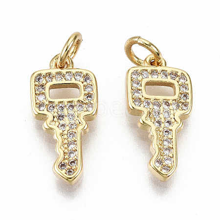 Brass Micro Pave Clear Cubic Zirconia Pendants ZIRC-S067-153-NF-1