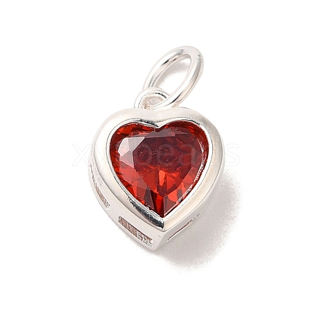 925 Sterling Silver Cubic Zirconia Heart Charms with Jump Rings FIND-U013-10S-03-1