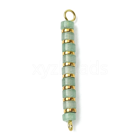 Natural Green Aventurine & Electroplated Synthetic Non-magnetic Hematite Heishi Connector Charms PALLOY-JF03291-02-1