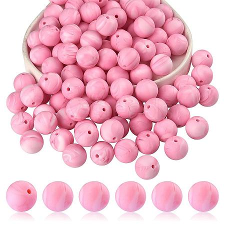 100Pcs Silicone Beads Round Rubber Bead 15MM Loose Spacer Beads for DIY Supplies Jewelry Keychain Making JX461A-1