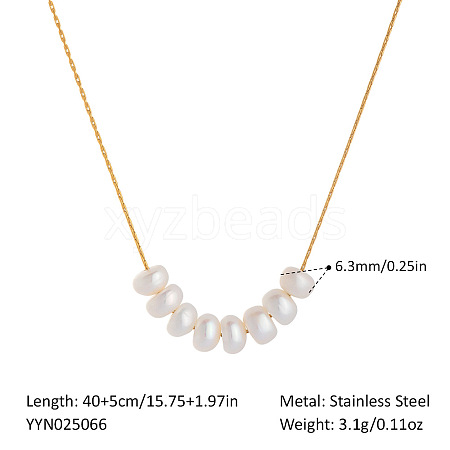 Elegant Potato Natural Freshwater Pearl Cluster Necklaces with 304 Stainless Steel Chains for Women TC0594-8-1
