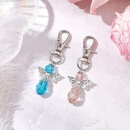 2Pcs Angel Glass Beads Pendant Decoration HJEW-JM02652-01-1