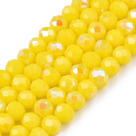 Electroplate Opaque Solid Color Glass Beads Strands EGLA-A044-P4mm-L04-1