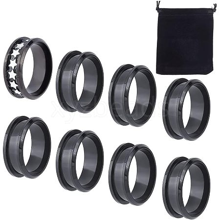 Unicraftale 10Pcs Stainless Steel Grooved Finger Ring Settings STAS-UN0039-22E-1