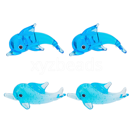 ARRICRAFT 6Pcs 2 Style Glass Dolphin Display Decorations DJEW-AR0001-07-1