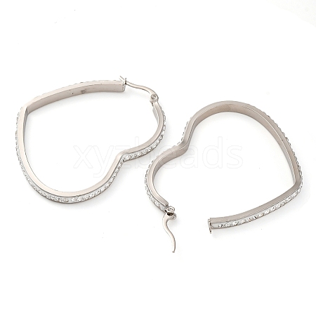 304 Stainless Steel Heart Hoop Earrings EJEW-S242-01P-F-1