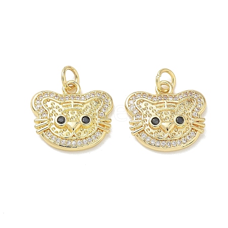 Brass Micro Pave Clear Cubic Zirconia Pendants KK-T085-21E-G-1