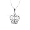 TINYSAND Rhodium Plated 925 Sterling Silver Crown Pendant Necklace TS-N312-GS-1