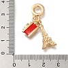 Rack Plating Alloy Red Enamel European Dangle Charms PALLOY-A009-06G-3