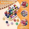 Fashewelry 80Pcs 8 Colors Printed Natural Wood Beads WOOD-FW0001-08-4