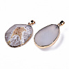 Edge Golden Plated Natural White Agate Pendants G-S359-194-2