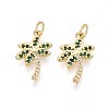 Brass Micro Pave Cubic Zirconia Pendants KK-T071-129G-1