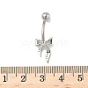 Brass Pave Clear Cubic Zirconia Curved Barbell Bowknot Belly Rings AJEW-L099-01B-P-3