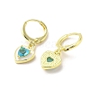 Heart Real 18K Gold Plated Brass Dangle Leverback Earrings EJEW-L268-025G-04-2