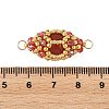 Natural Carnelian & Glass Seed Beads Connector Charms PALLOY-MZ01403-01-3