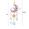 Glass & Amethyst Nuggets Moon Pendant Decorations HJEW-PW0002-07B-1