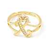 Clear Cubic Zirconia Initial Letter with Crown Adjustable Ring RJEW-M139-17X-2