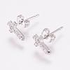 Brass Micro Pave Cubic Zirconia Stud Earrings EJEW-F125-05P-1