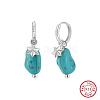 Natural Turquoise Beaded Hoop Earrings EJEW-L294-001P-1