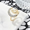 Brass Micro Pave Clear Cubic Zirconia Open Cuff Rings for Women RJEW-M026-03G-1